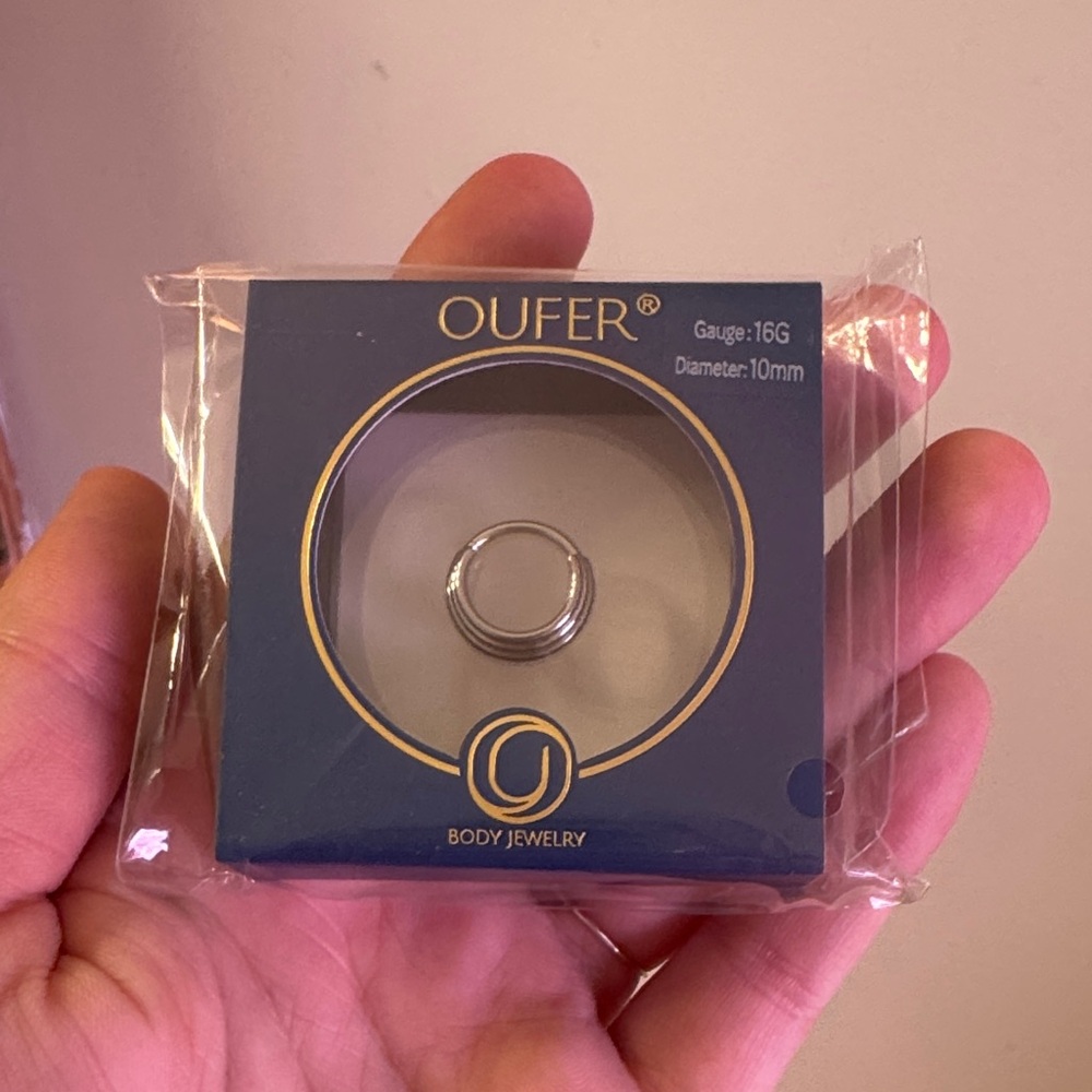 NEW OUFER Surgical Stainless Steel 16g 10mm Septum Clicker